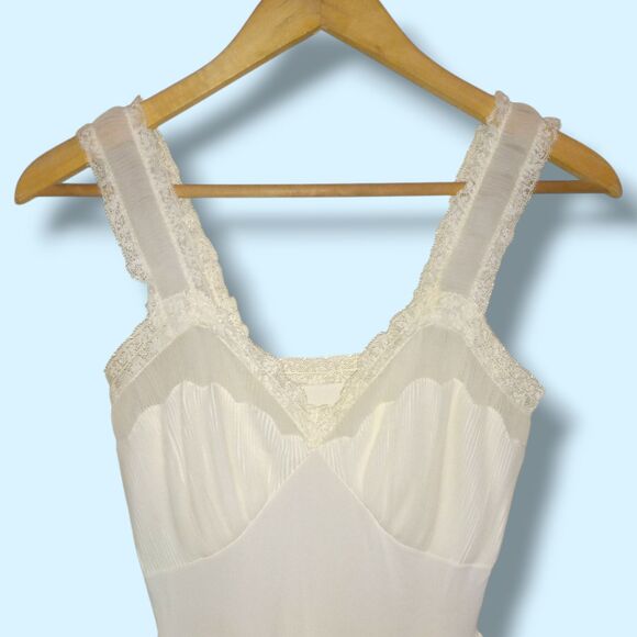 Vtg Shadowline White Chemise Nightgown-Size 32/Small-Seashell Bodice-Bridal - Picture 2 of 11